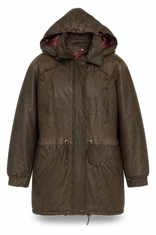 Akhtar Women's Brown Hooded Overcoat - Size S