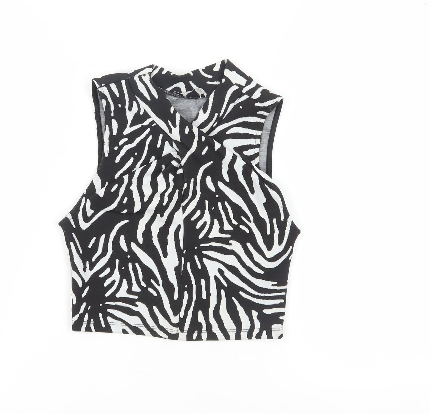 Womens UK Size 8 Zara Black Cropped Blouse