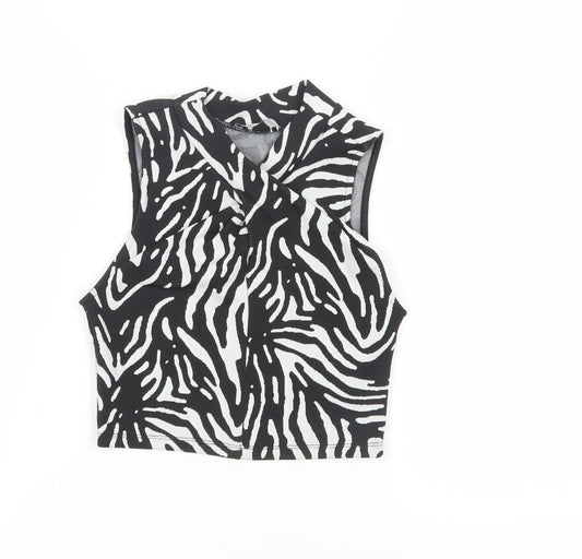 Womens UK Size 8 Zara Black Cropped Blouse