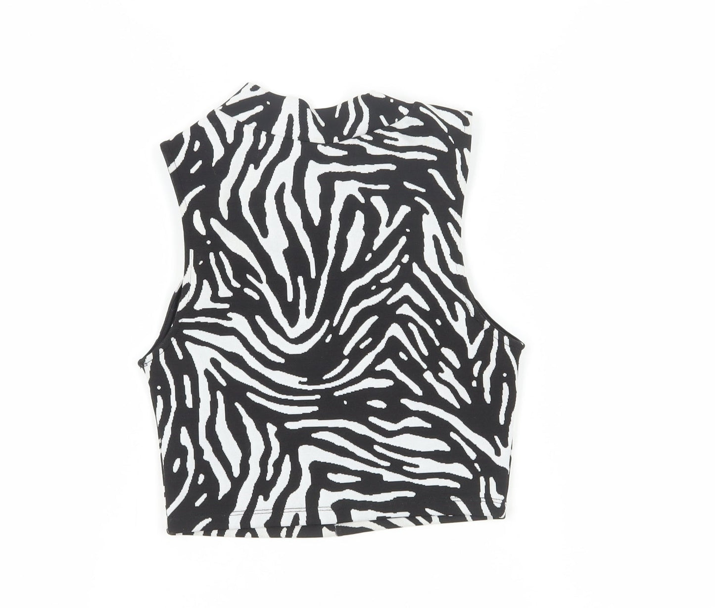 Womens UK Size 8 Zara Black Cropped Blouse
