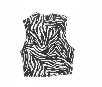 Womens UK Size 8 Zara Black Cropped Blouse