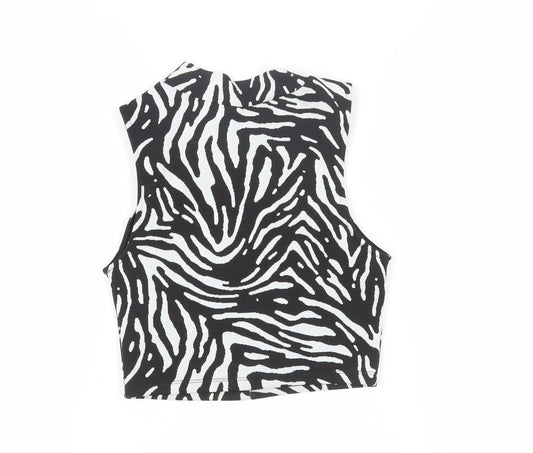 Womens UK Size 8 Zara Black Cropped Blouse