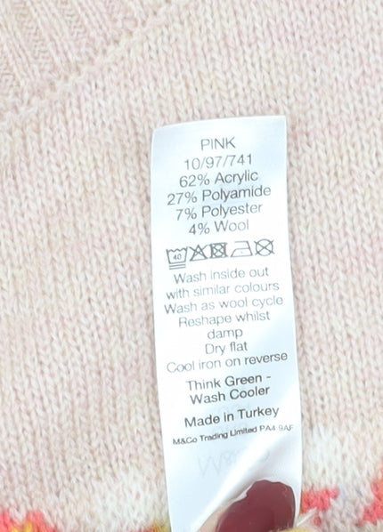 Womens UK Size 8 M&Co Pink Pullover Jumper