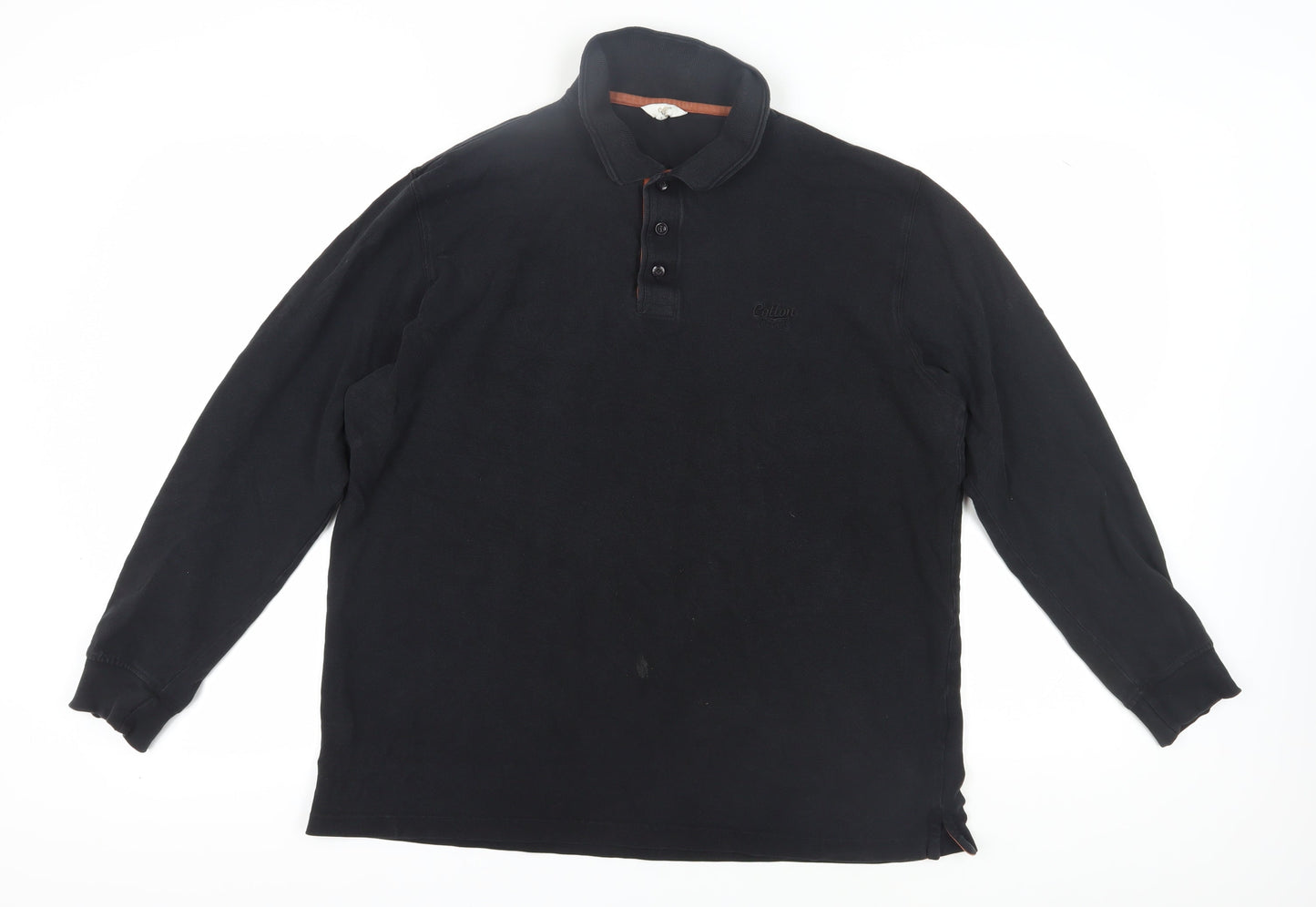 Cotton Traders Men's Black Polo Shirt Size L, Long Sleeve