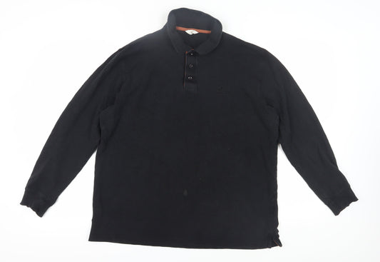 Cotton Traders Men's Black Polo Shirt Size L, Long Sleeve