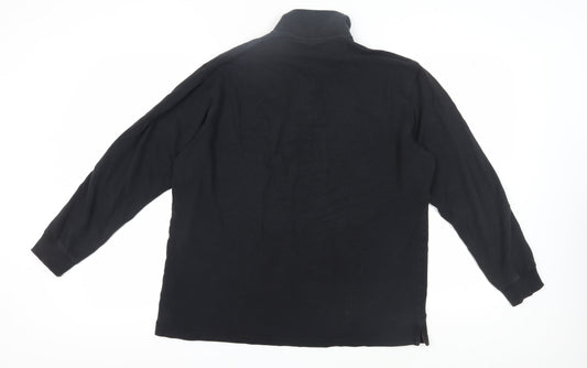 Cotton Traders Men's Black Polo Shirt Size L, Long Sleeve