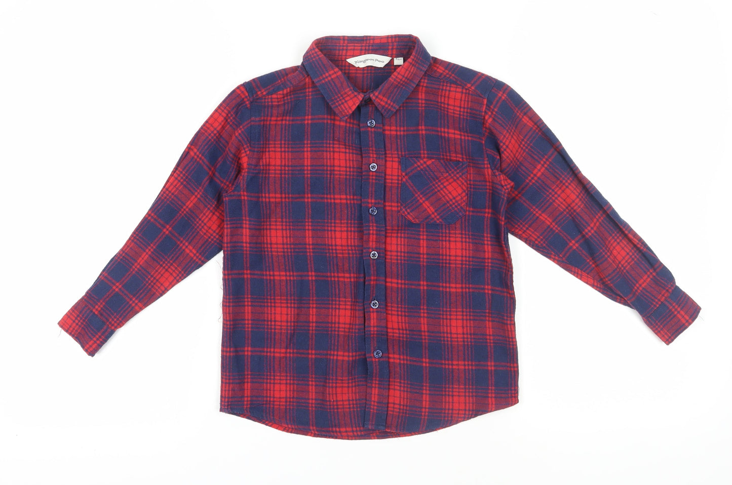 Kangaroo Poo Boys Red Plaid Button-Up Shirt Size 7-8 Years
