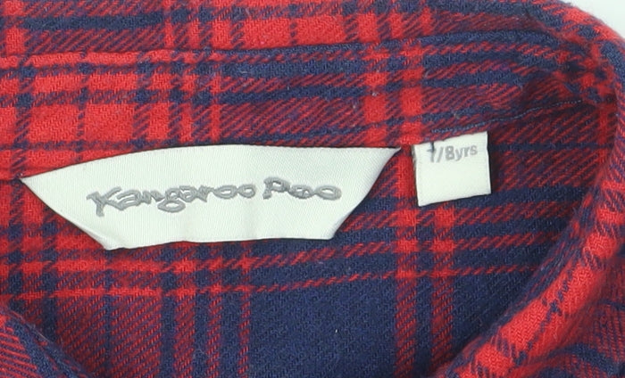 Kangaroo Poo Boys Red Plaid Button-Up Shirt Size 7-8 Years