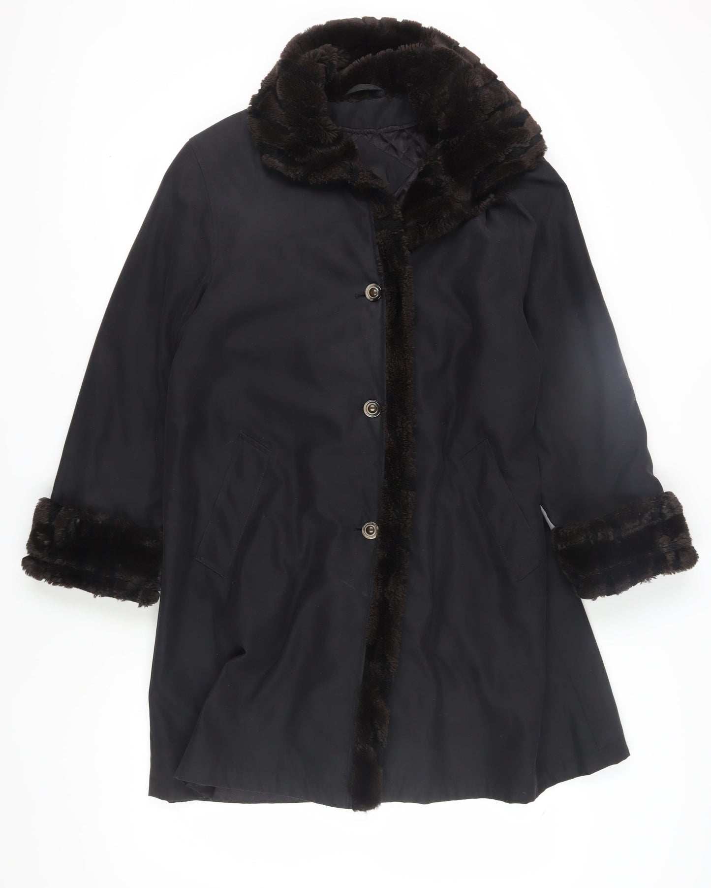 Womens UK Size 12 BHS Black Overcoat