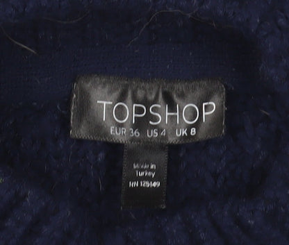 Womens UK Size 8 Topshop Blue Pullover Jumper