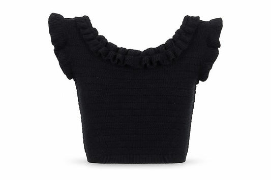 Womens UK Size 12 H&M Black Ringer Blouse