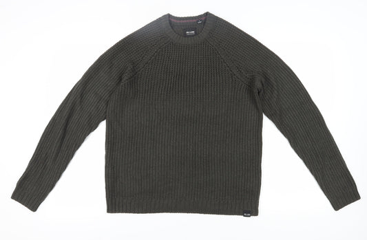 Only & Sons Men’s Green Chunky-Knit Pullover Jumper M