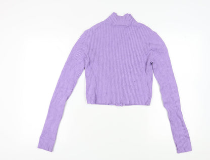 Womens UK Size M Monki Purple Cropped Blouse