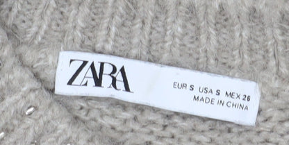Womens UK Size S Zara Beige Pullover Jumper