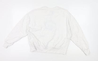 H&M White Graphic Pullover Sweatshirt M Unisex