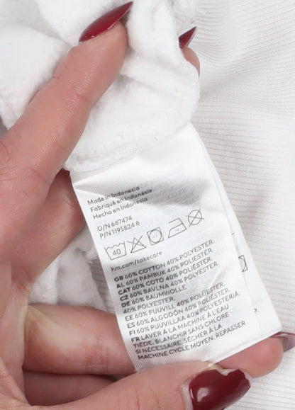 H&M White Graphic Pullover Sweatshirt M Unisex