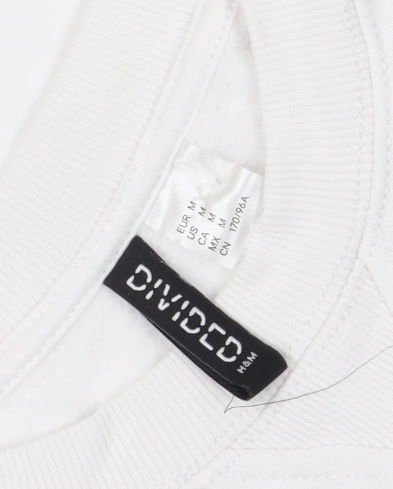 H&M White Graphic Pullover Sweatshirt M Unisex