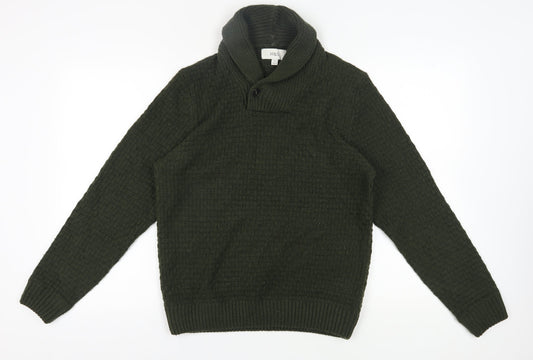 Marks and Spencer Men's Green Roll Neck Jumper, Size M