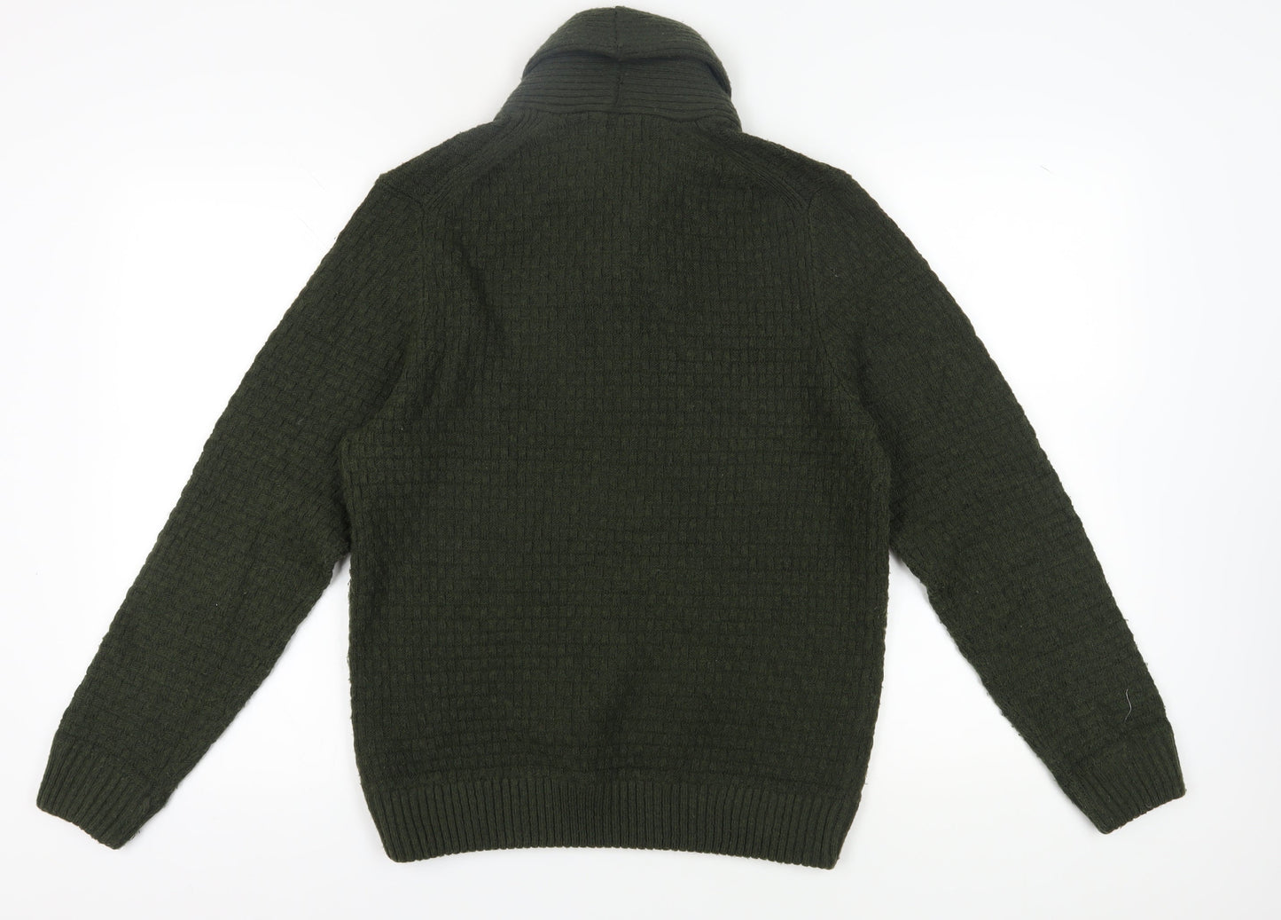 Marks and Spencer Men's Green Roll Neck Jumper, Size M