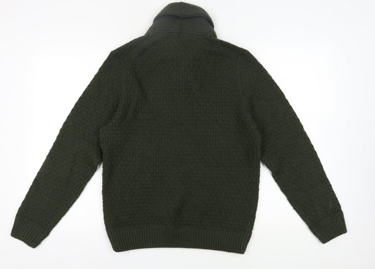 Marks and Spencer Men's Green Roll Neck Jumper, Size M