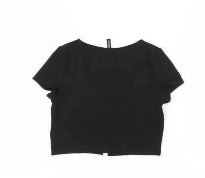 Womens UK Size S H&M Black Cropped T-Shirt