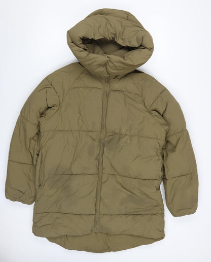 Zara Men's Green XS Puffer Jacket with Hood