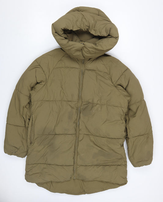 Zara Men's Green XS Puffer Jacket with Hood