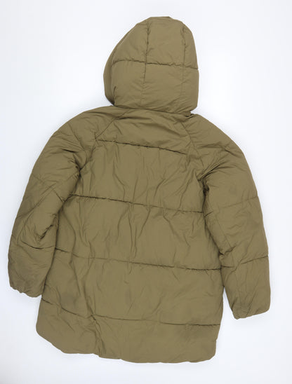 Zara Men's Green XS Puffer Jacket with Hood