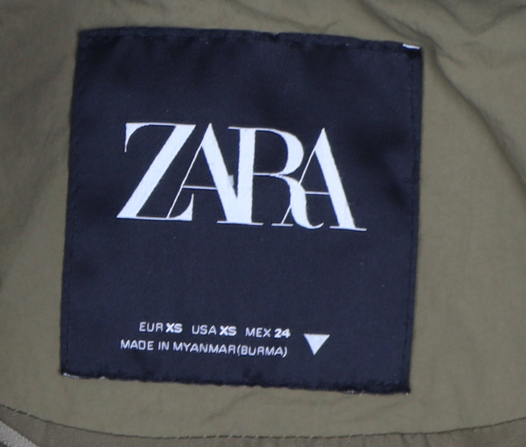 Zara Men's Green XS Puffer Jacket with Hood