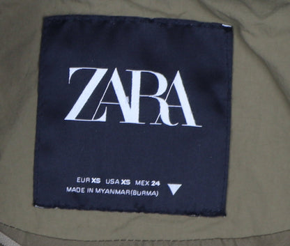 Zara Men's Green XS Puffer Jacket with Hood