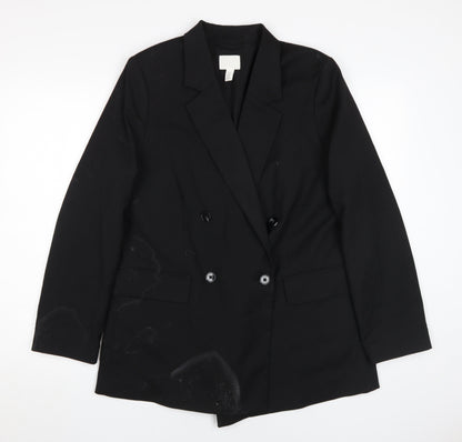 H&M Black Double-Breasted Blazer M Unisex Adults