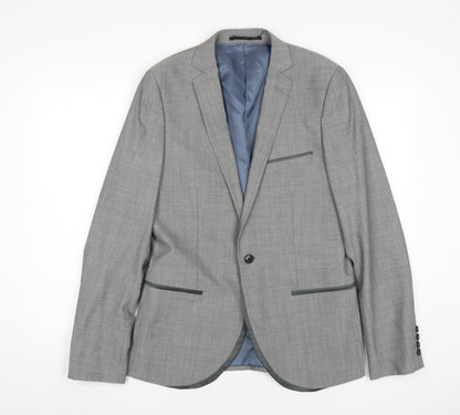 Mens UK Size 38 Topman Regular Grey Suit Jacket