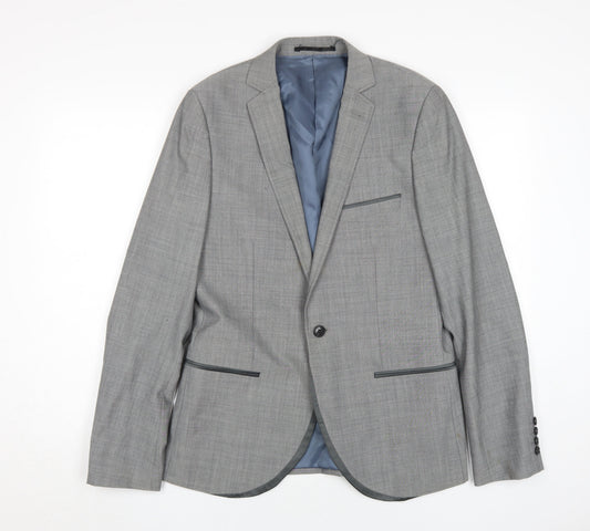 Mens UK Size 38 Topman Regular Grey Suit Jacket