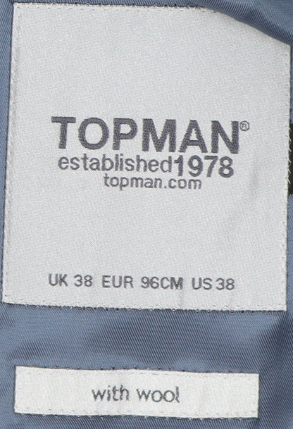 Mens UK Size 38 Topman Regular Grey Suit Jacket