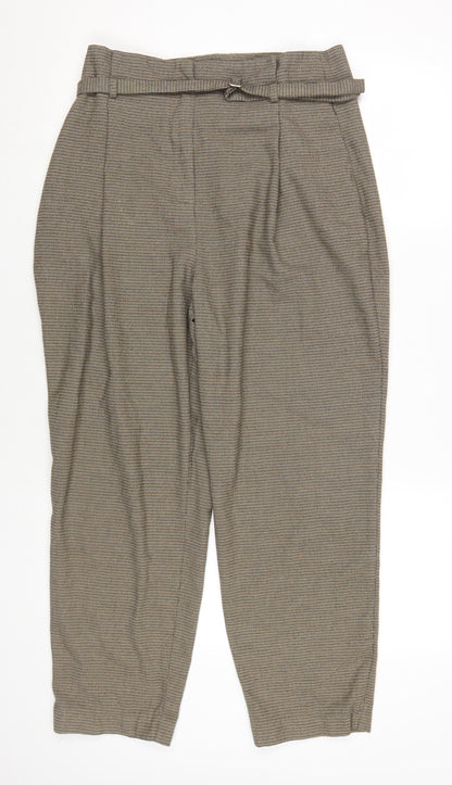 Zara Basic Women's Brown Checked Chino Trousers L