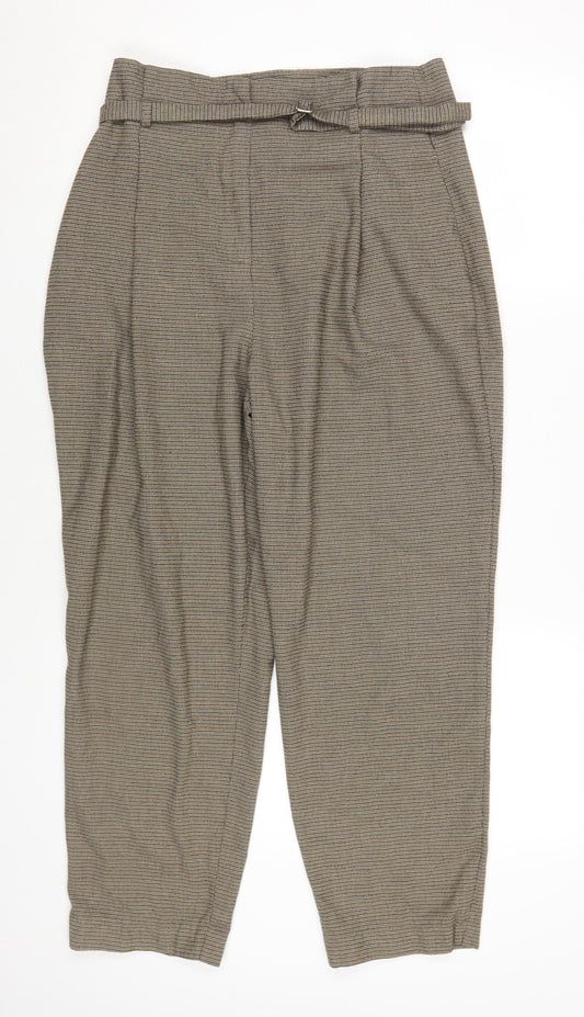 Zara Basic Women's Brown Checked Chino Trousers L