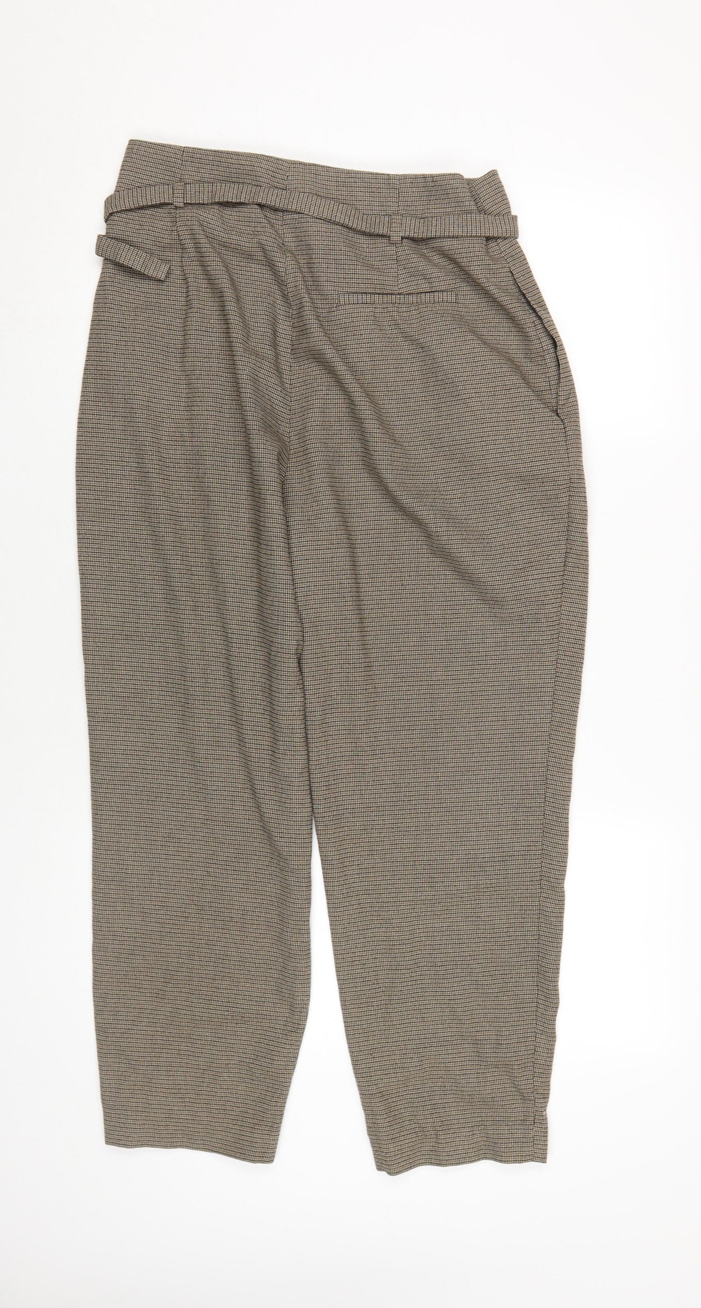 Zara Basic Women's Brown Checked Chino Trousers L