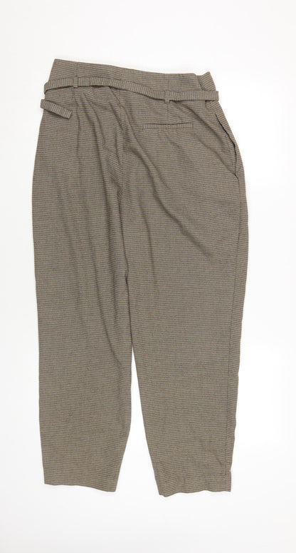 Zara Basic Women's Brown Checked Chino Trousers L