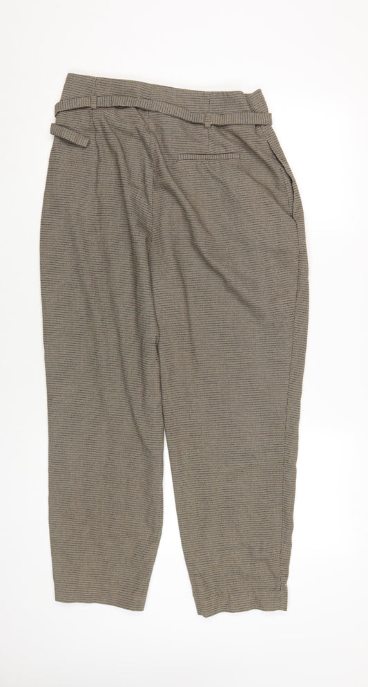 Zara Basic Women's Brown Checked Chino Trousers L