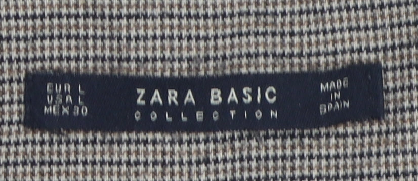 Zara Basic Women's Brown Checked Chino Trousers L