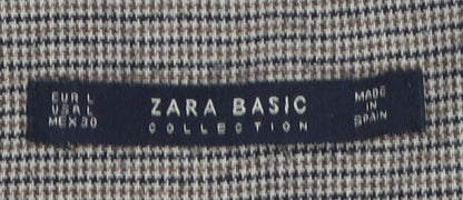 Zara Basic Women's Brown Checked Chino Trousers L