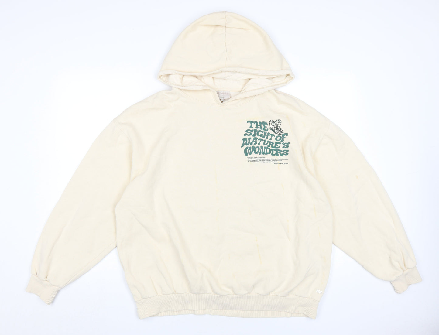 Teens UK Size M Pull&Bear Ivory Pullover Hoodie