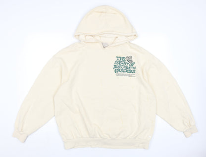 Teens UK Size M Pull&Bear Ivory Pullover Hoodie