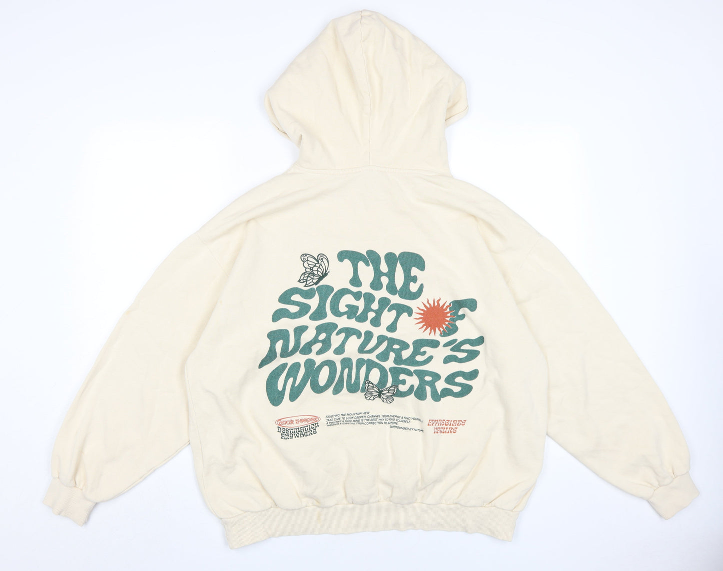 Teens UK Size M Pull&Bear Ivory Pullover Hoodie