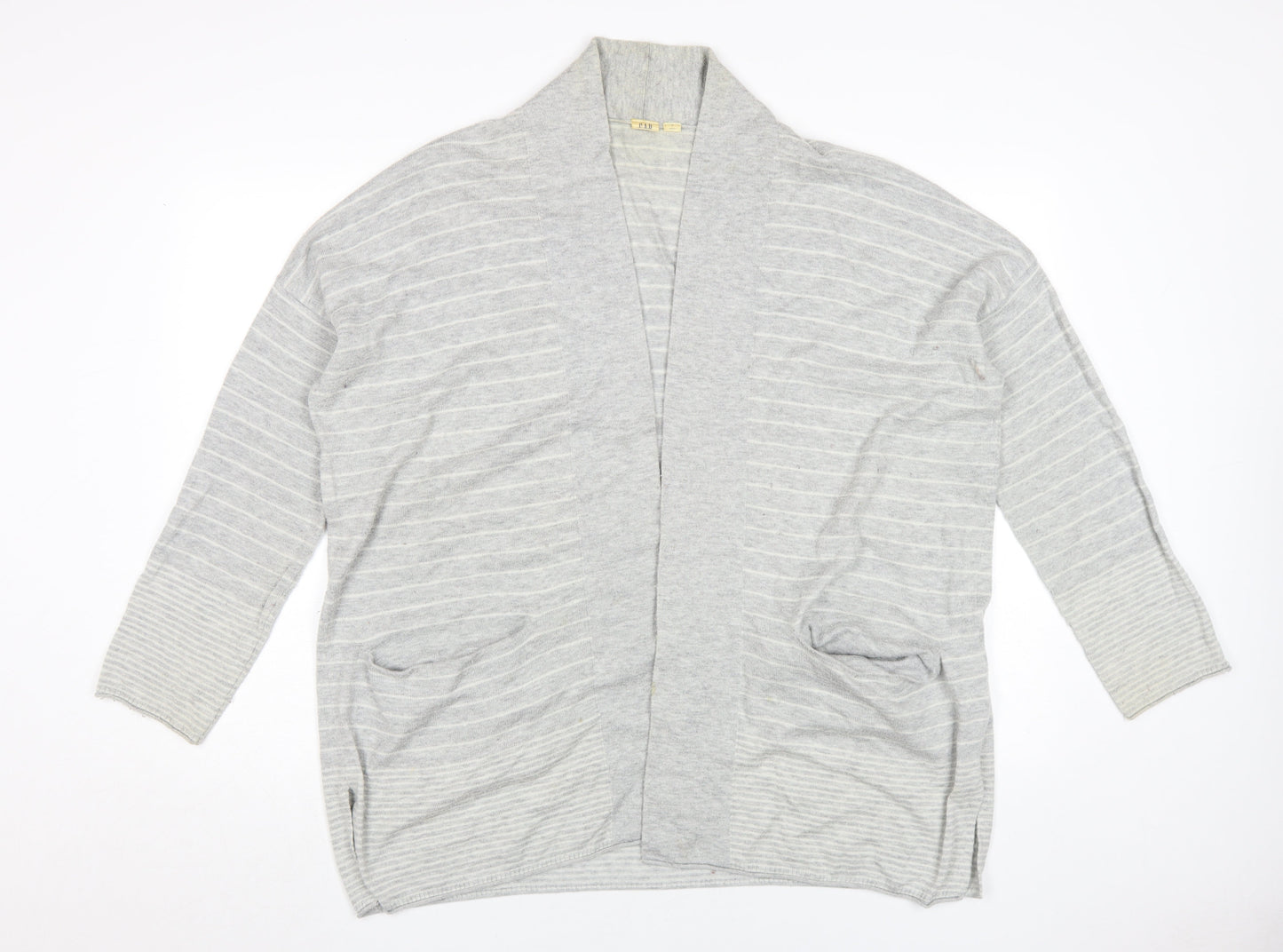 GAP Women's Grey Striped Cardigan L Casual