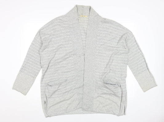 GAP Women's Grey Striped Cardigan L Casual