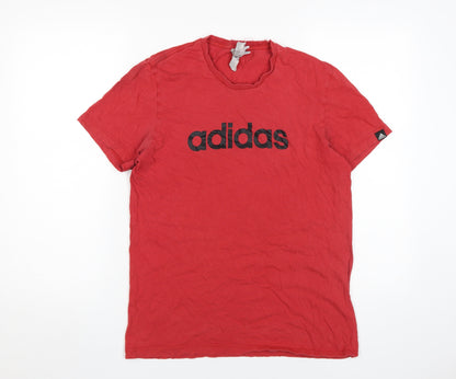 Unisex Adults UK Size S adidas Red Basic T-Shirt