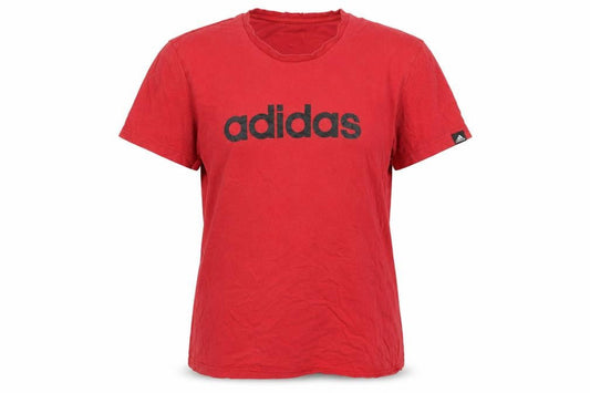 Front view of Adidas unisex red basic t-shirt, s, casual crew neck