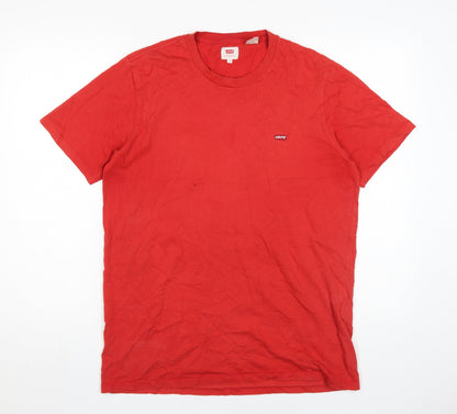 Levi's Men's Red Medium Cotton Crew Neck T-Shirt
