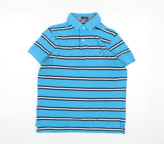 Tommy Hilfiger Men's Blue Striped Polo Shirt, Size S